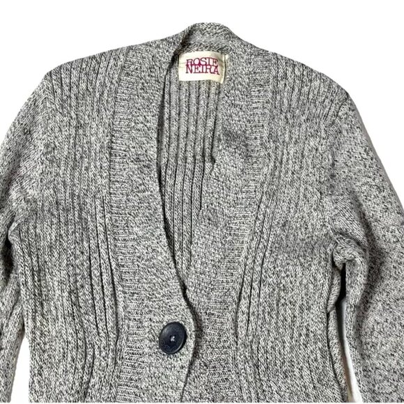 Rosie Neira Isabella Cardigan Size XS Gray Ribbed Peplum Sweater Flared Knit - Picture 5 of 6